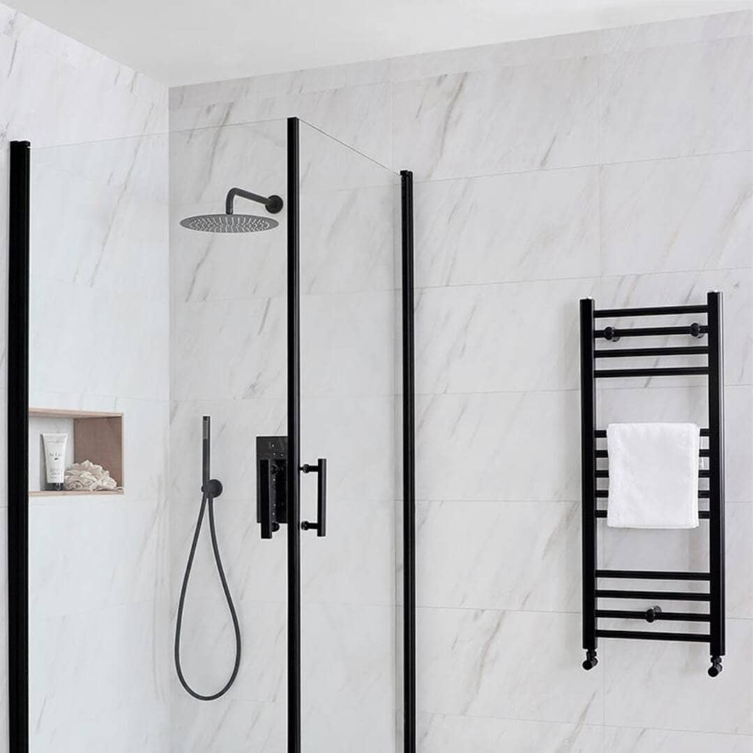 Milano Nero black straight heated towel rail